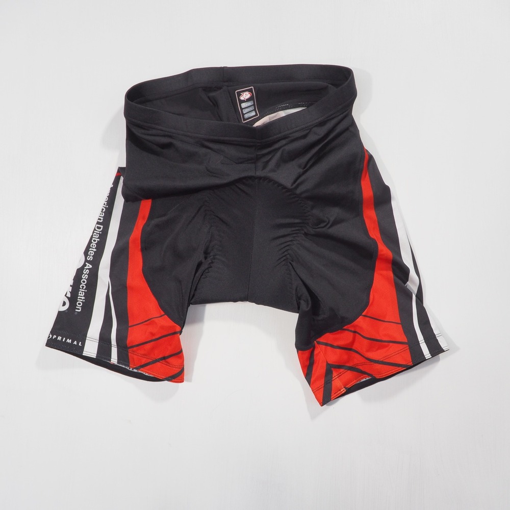 Primal Shorts Mens Large Black Red Rider Tour de Cure Cycling Padded Athletic